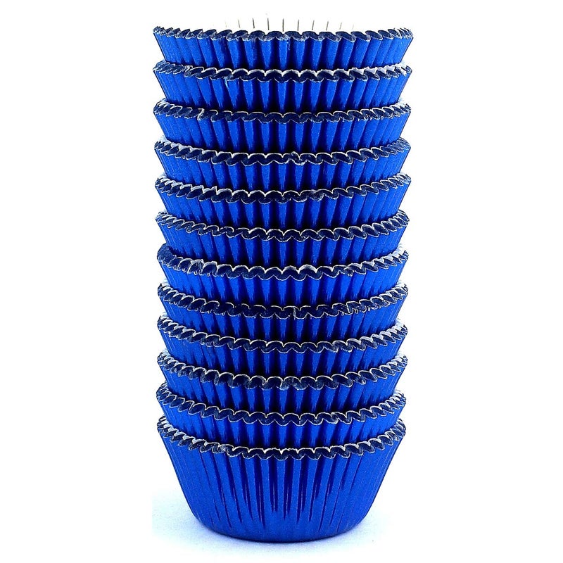 Eoonfirst Mini Foil Cupcake Liners Muffin Paper Baking Cups 300 Pcs (Navy Blue) - Image 1
